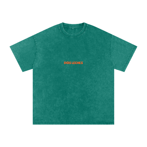 Dos Leches -  Green Acid-Wash Oversize T-Shirt
