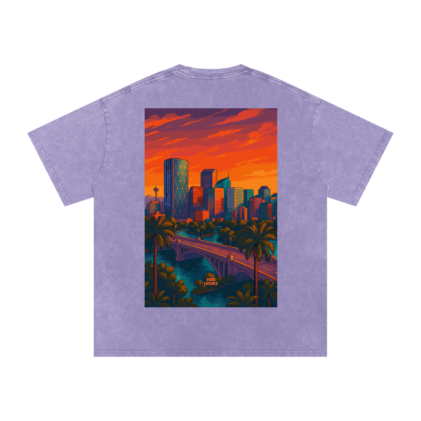 Dos Leches -  Light Purple Acid-Wash Oversize T-Shirt