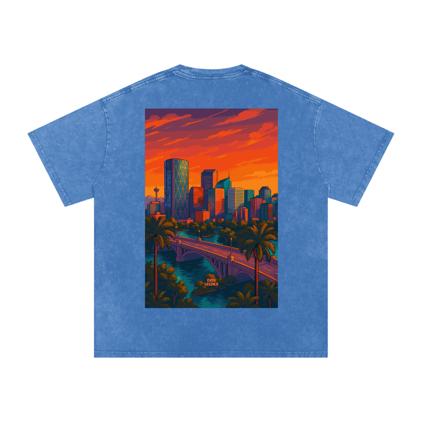 Dos Leches -  Light Blue Acid-Wash Oversize T-Shirt