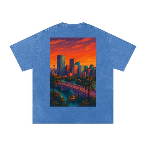 Dos Leches -  Light Blue Acid-Wash Oversize T-Shirt