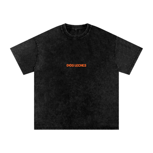Dos Leches -  Black Acid-Wash Oversize T-Shirt