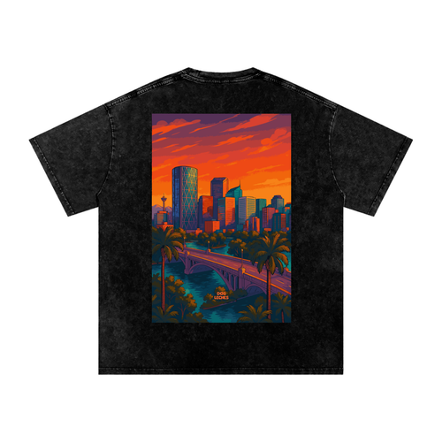 Dos Leches -  Black Acid-Wash Oversize T-Shirt